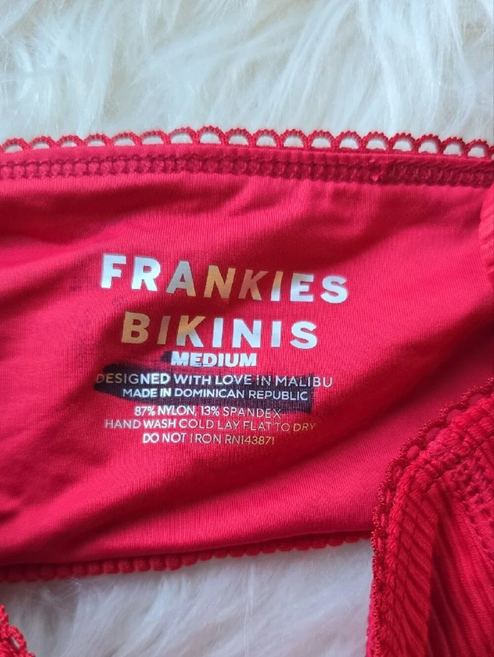 Frankies Bikinis Cleo Red Ribbed Bralette Bikini Top Size M